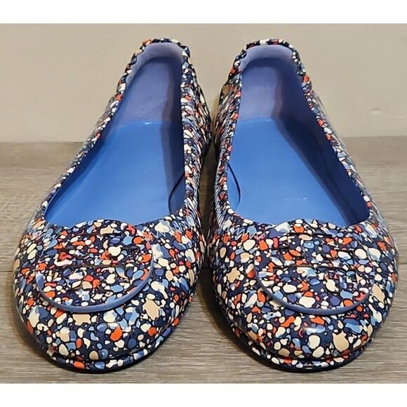 Tory Burch Minnie Women's 7 M Travel Ballet Flat Linose Red Blue Speckled Shoes - Picture 3 of 10